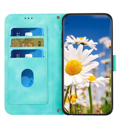 For Redmi 17 5G / 4G Global 170mm Floral Pattern Leather Phone Case with Lanyard(Green)