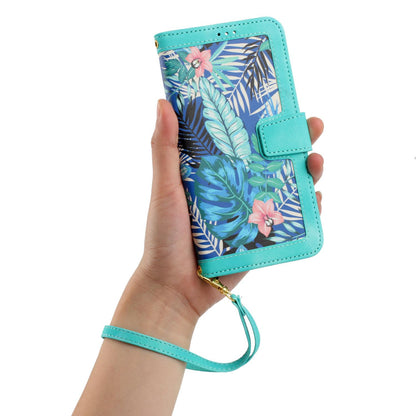 For Redmi 17 5G / 4G Global 170mm Floral Pattern Leather Phone Case with Lanyard(Green)