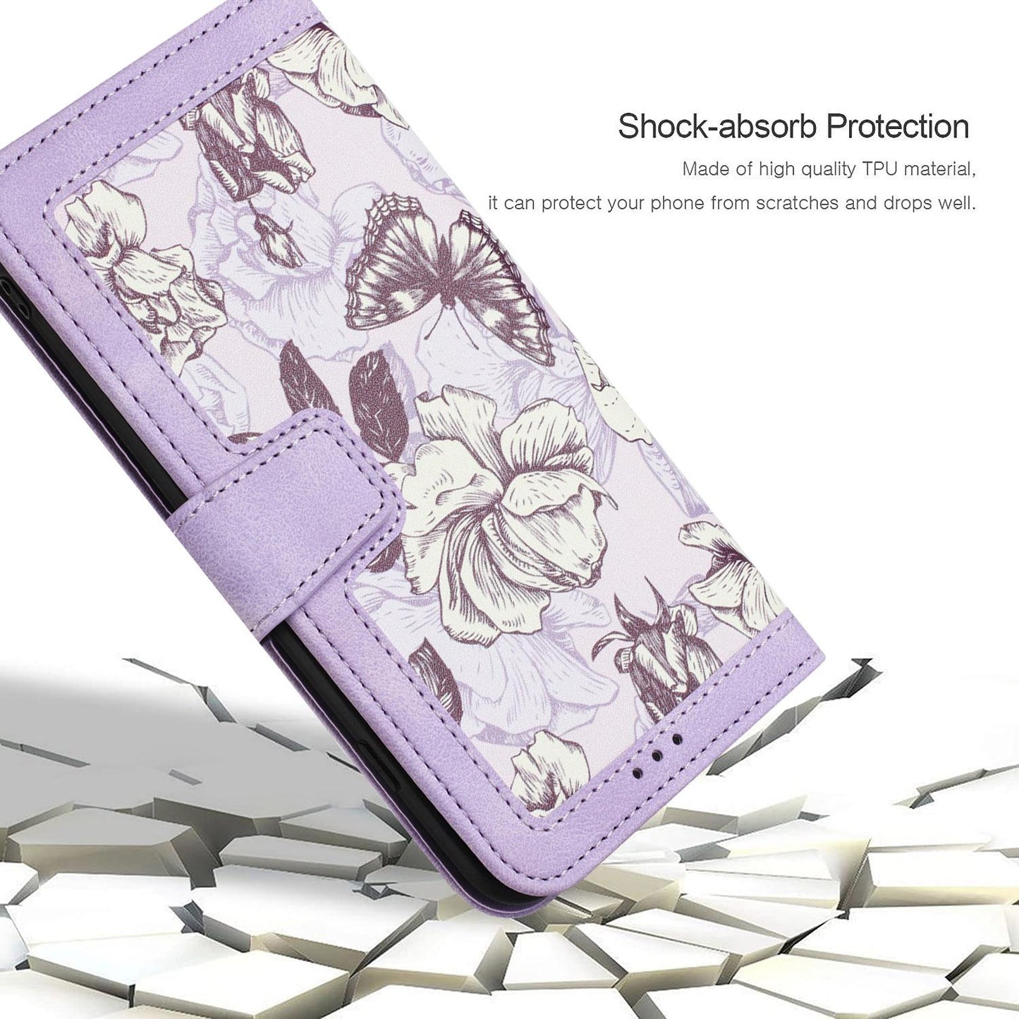 For Redmi 17 5G / 4G Global 170mm Floral Pattern Leather Phone Case with Lanyard(Light Purple)