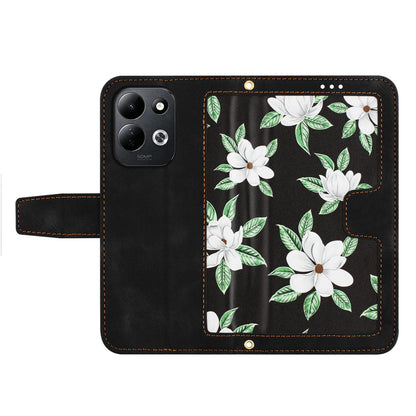 For Redmi 17 5G / 4G Global 170mm Floral Pattern Leather Phone Case with Lanyard(Black)