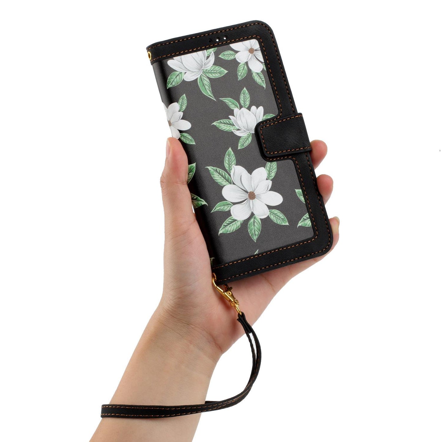 For Redmi 17 5G / 4G Global 170mm Floral Pattern Leather Phone Case with Lanyard(Black)