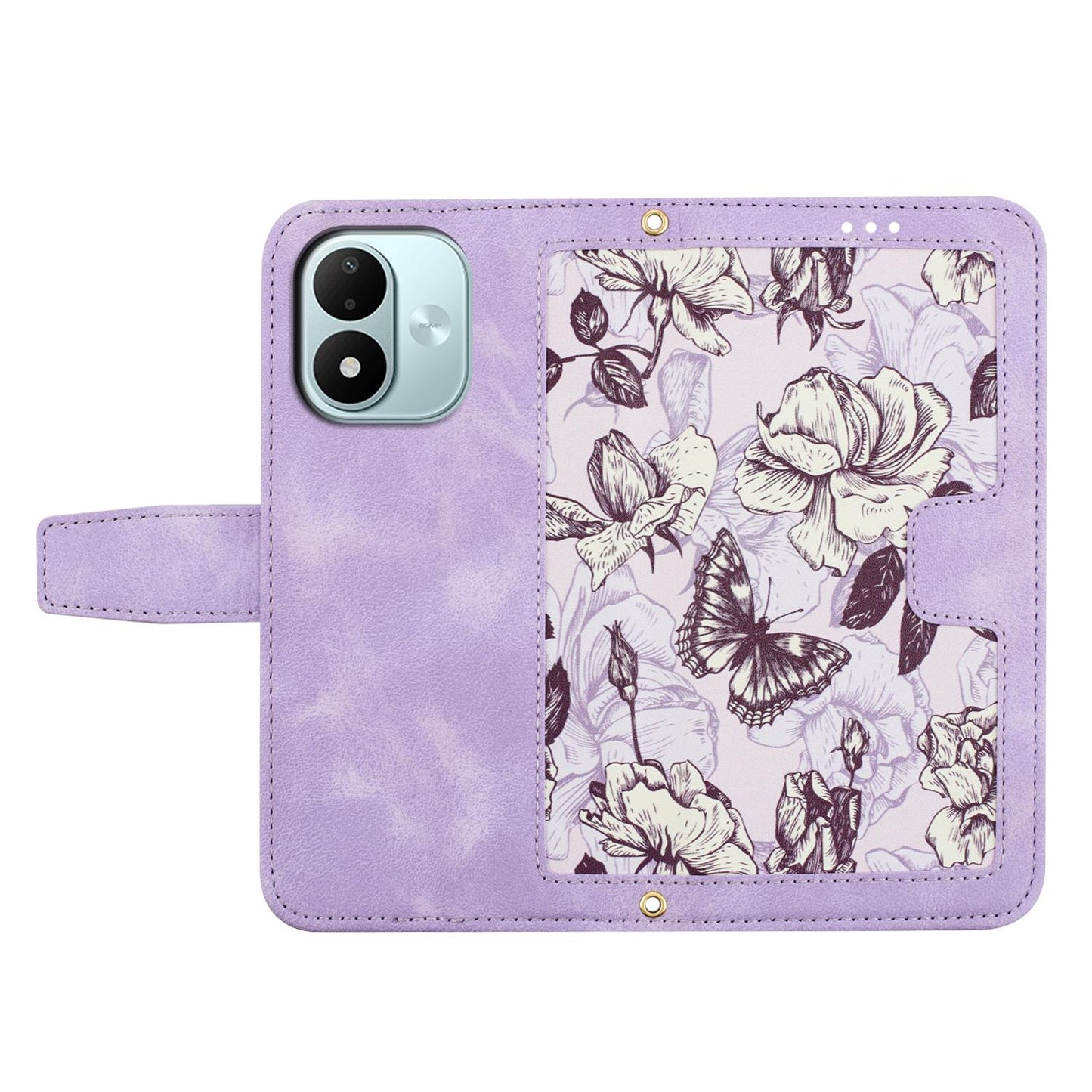 For Redmi Note 17 4G Global 171mm Floral Pattern Leather Phone Case with Lanyard(Light Purple)