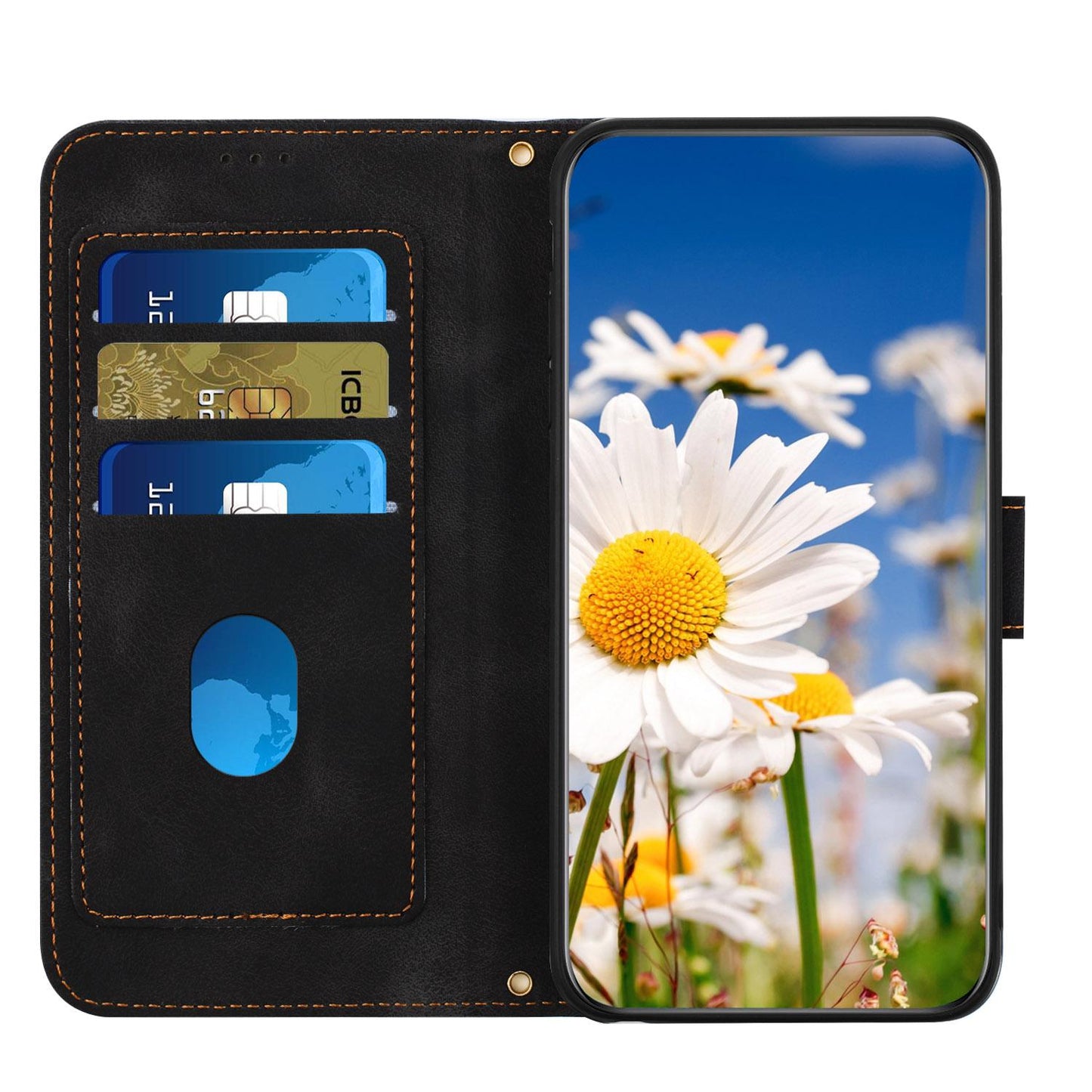 For Redmi Note 17 4G Global 171mm Floral Pattern Leather Phone Case with Lanyard(Black)