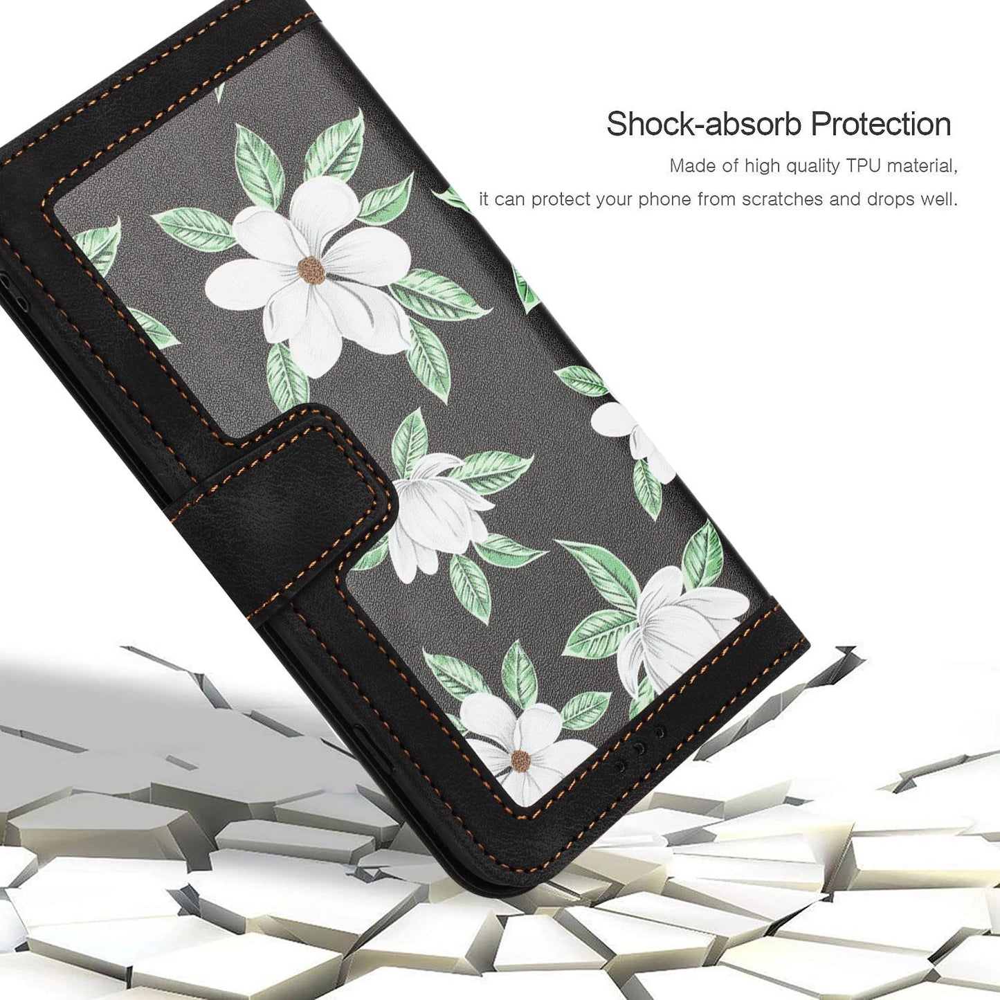 For Redmi Note 17 4G Global 171mm Floral Pattern Leather Phone Case with Lanyard(Black)
