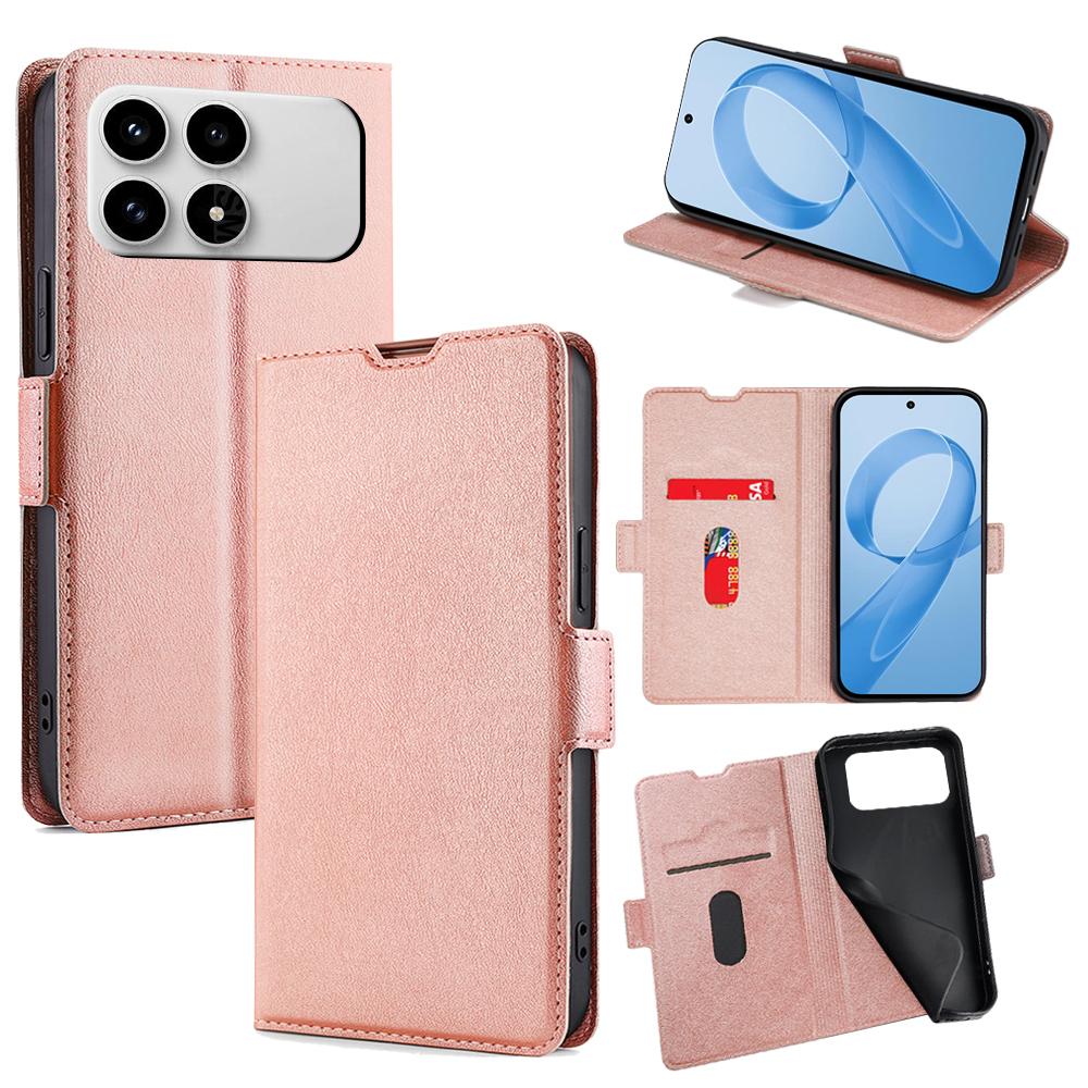 For Redmi K90 5G / Poco F8 Pro Ultra-thin Voltage Side Buckle Horizontal Flip Leather Phone Case(Rose Gold)