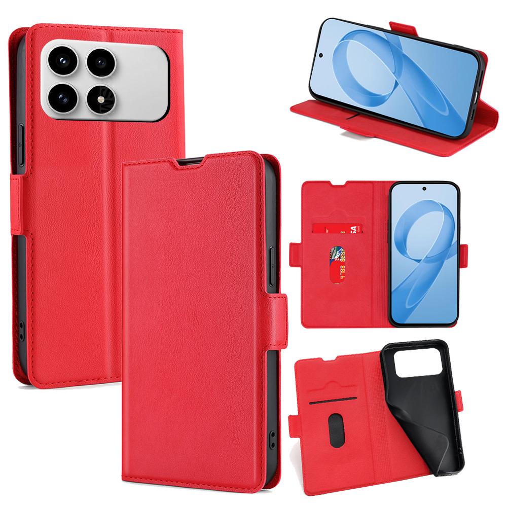 For Redmi K90 5G / Poco F8 Pro Ultra-thin Voltage Side Buckle Horizontal Flip Leather Phone Case(Red)