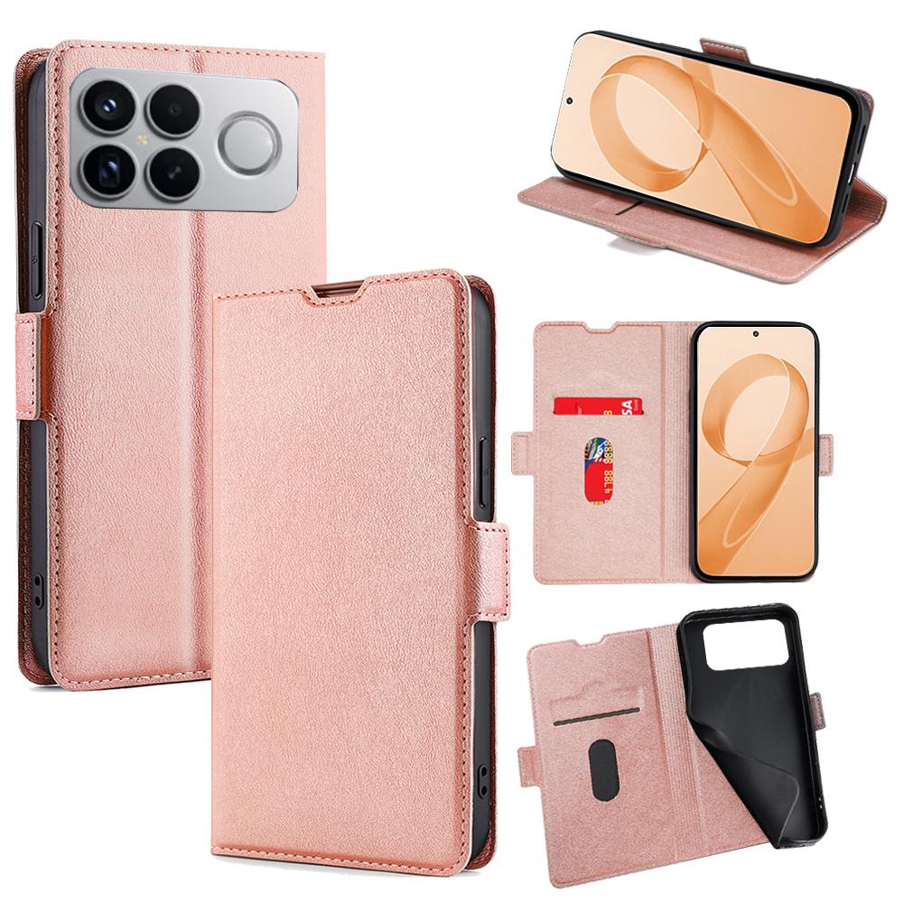 For Redmi K90 Pro Max 5G / Poco F8 Ultra Ultra-thin Voltage Side Buckle Horizontal Flip Leather Phone Case(Rose Gold)