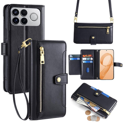 For Redmi K90 Pro Max 5G / Poco F8 Ultra Sheep Texture Cross-body Zipper Wallet Leather Phone Case(Black)