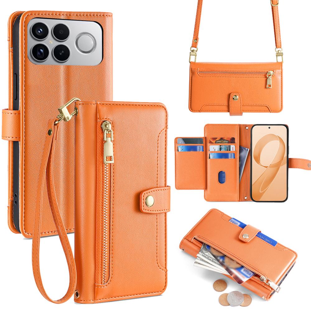For Redmi K90 Pro Max 5G / Poco F8 Ultra Sheep Texture Cross-body Zipper Wallet Leather Phone Case(Orange)