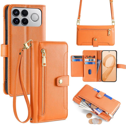 For Redmi K90 Pro Max 5G / Poco F8 Ultra Sheep Texture Cross-body Zipper Wallet Leather Phone Case(Orange)