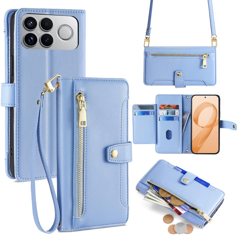 For Redmi K90 Pro Max 5G / Poco F8 Ultra Sheep Texture Cross-body Zipper Wallet Leather Phone Case(Blue)