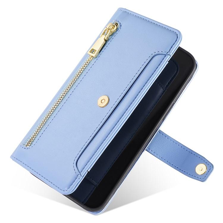 For Redmi K90 Pro Max 5G / Poco F8 Ultra Sheep Texture Cross-body Zipper Wallet Leather Phone Case(Blue)
