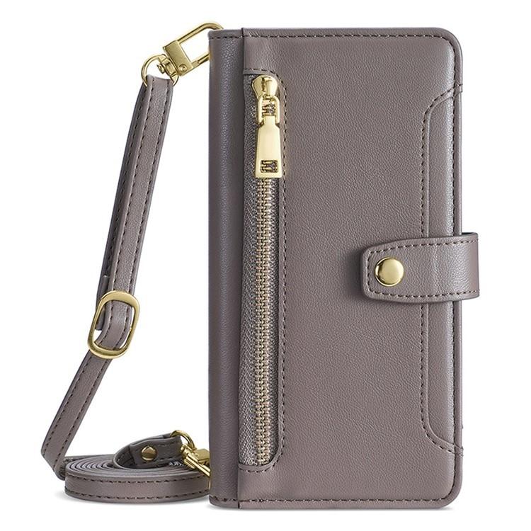 For Redmi K90 Pro Max 5G / Poco F8 Ultra Sheep Texture Cross-body Zipper Wallet Leather Phone Case(Grey)