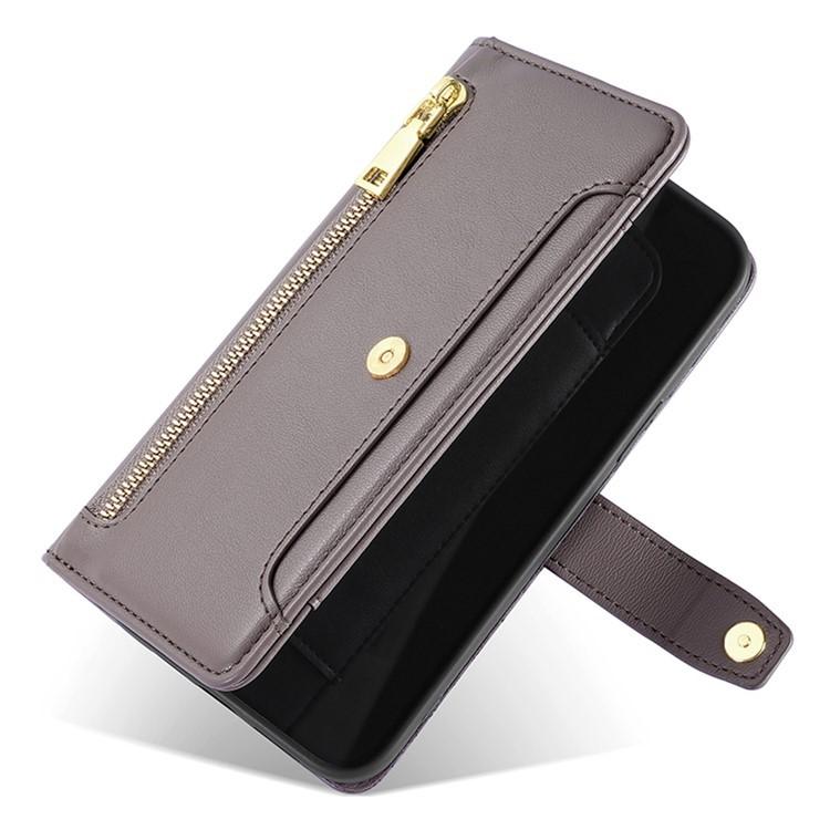 For Redmi K90 Pro Max 5G / Poco F8 Ultra Sheep Texture Cross-body Zipper Wallet Leather Phone Case(Grey)