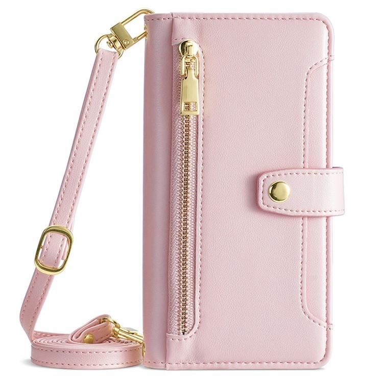 For Redmi K90 Pro Max 5G / Poco F8 Ultra Sheep Texture Cross-body Zipper Wallet Leather Phone Case(Pink)