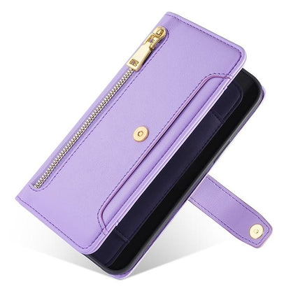 For Redmi K90 Pro Max 5G / Poco F8 Ultra Sheep Texture Cross-body Zipper Wallet Leather Phone Case(Purple)