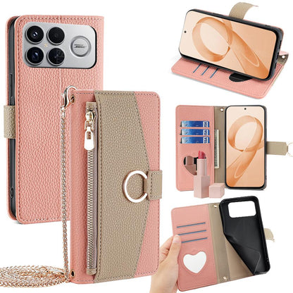 For Redmi K90 Pro Max / Poco F8 Ultra Crossbody Litchi Texture Leather Phone Case(Pink)
