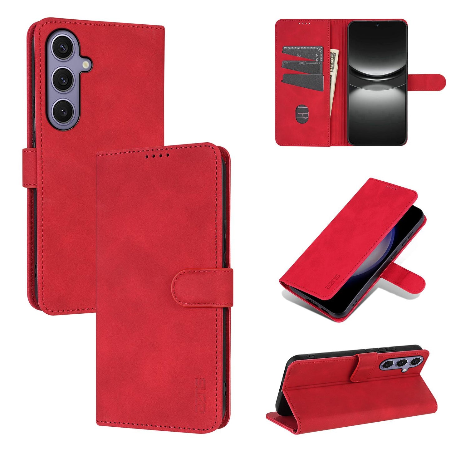 For Galaxy S26 FE 5G AZNS Skin Feel Calf Texture Flip Leather Phone Case(Red)