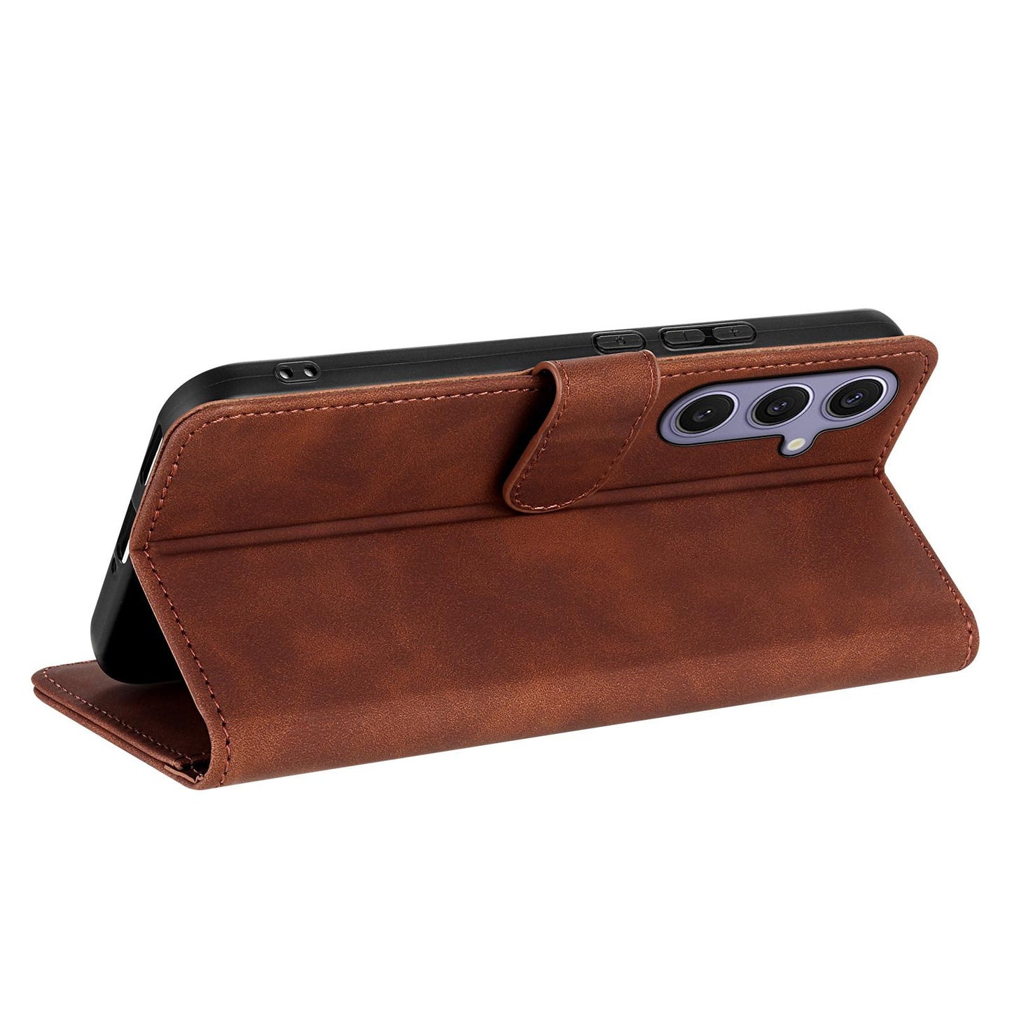 For Galaxy S26 FE 5G AZNS Skin Feel Calf Texture Flip Leather Phone Case(Brown)
