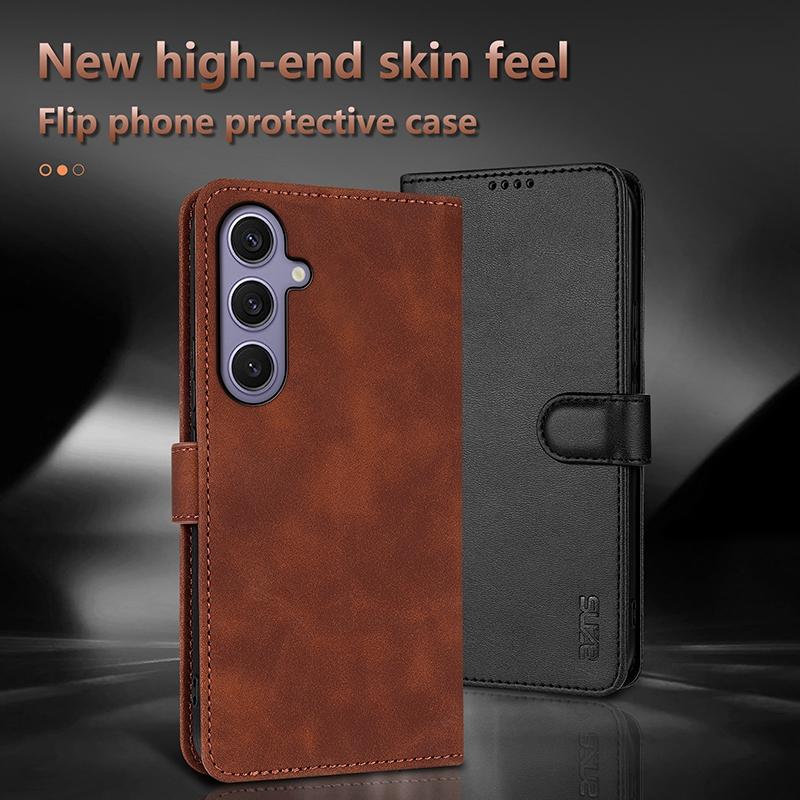 For Galaxy S26 FE 5G AZNS Skin Feel Calf Texture Flip Leather Phone Case(Brown)