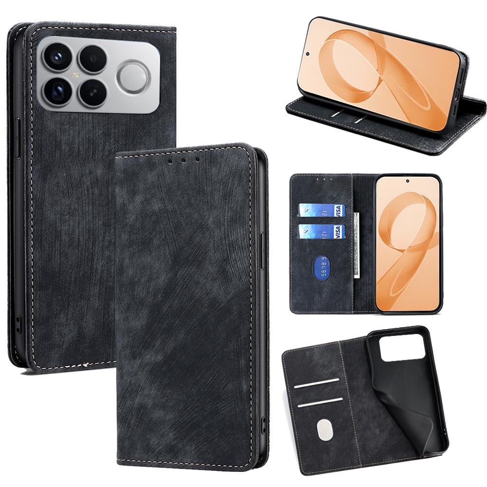 For Redmi K90 Pro Max 5G / Poco F8 Ultra RFID Anti-theft Brush Magnetic Leather Phone Case(Black)