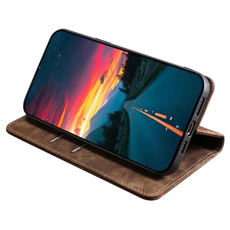 For Redmi K90 Pro Max 5G / Poco F8 Ultra RFID Anti-theft Brush Magnetic Leather Phone Case(Brown)
