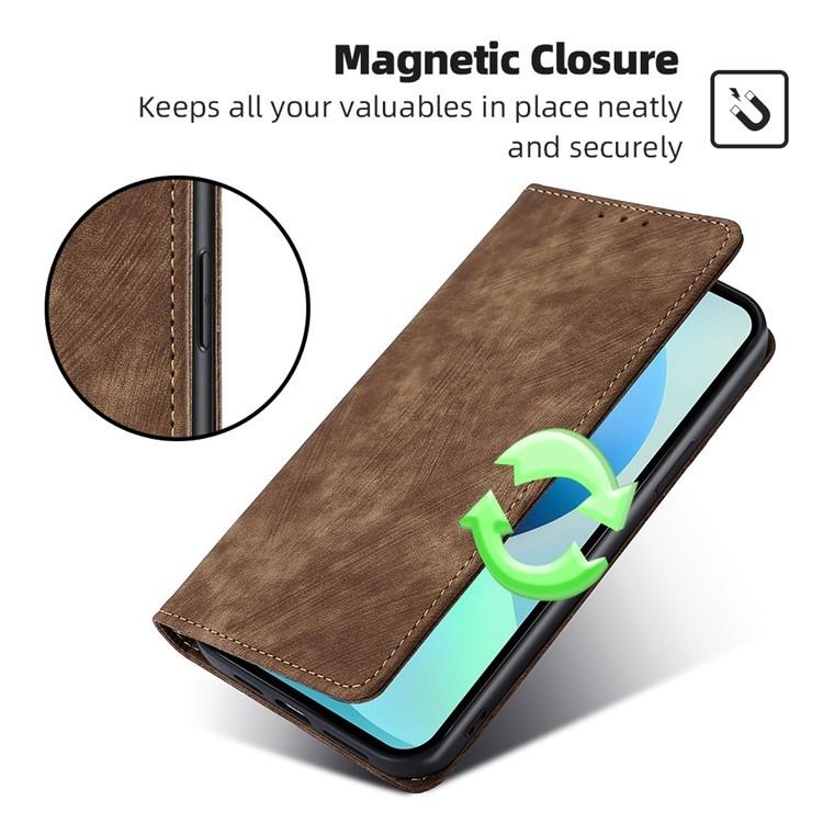 For Redmi K90 Pro Max 5G / Poco F8 Ultra RFID Anti-theft Brush Magnetic Leather Phone Case(Brown)