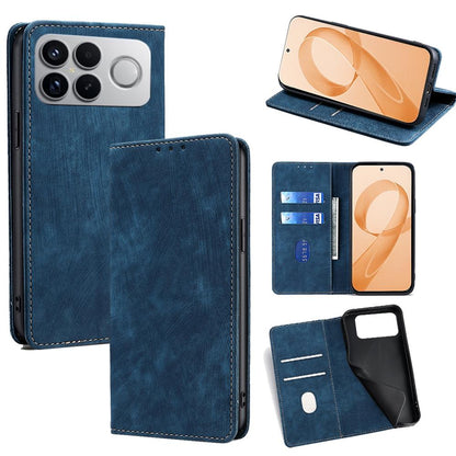 For Redmi K90 Pro Max 5G / Poco F8 Ultra RFID Anti-theft Brush Magnetic Leather Phone Case(Blue)