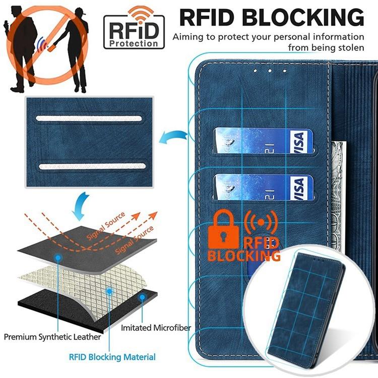 For Redmi K90 Pro Max 5G / Poco F8 Ultra RFID Anti-theft Brush Magnetic Leather Phone Case(Blue)