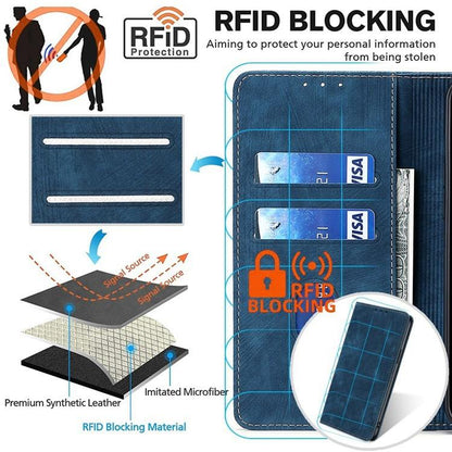 For Redmi K90 Pro Max 5G / Poco F8 Ultra RFID Anti-theft Brush Magnetic Leather Phone Case(Blue)