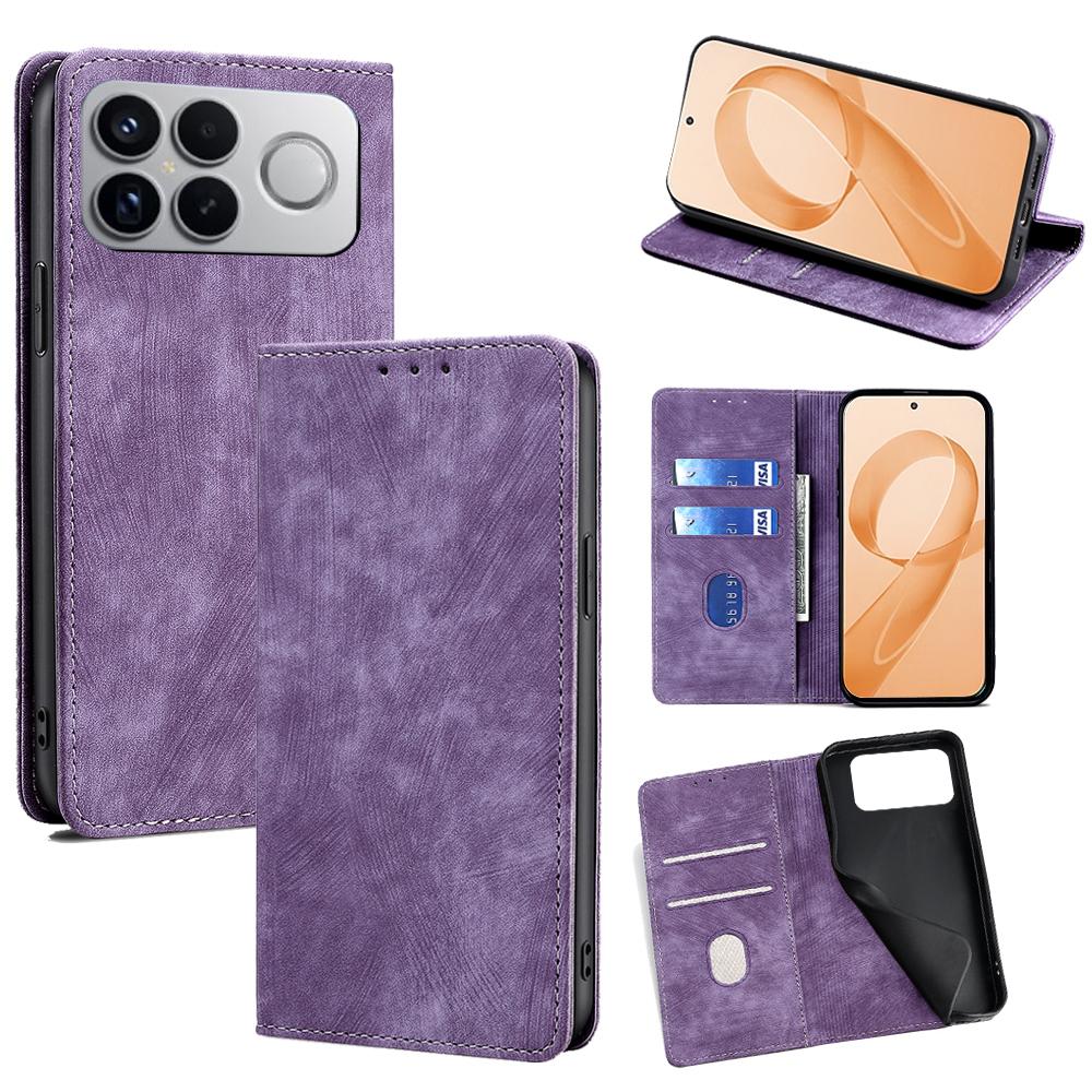 For Redmi K90 Pro Max 5G / Poco F8 Ultra RFID Anti-theft Brush Magnetic Leather Phone Case(Purple)
