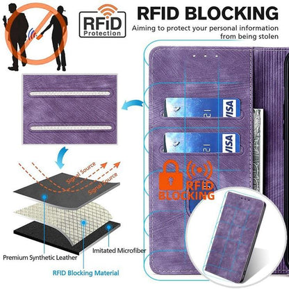 For Redmi K90 Pro Max 5G / Poco F8 Ultra RFID Anti-theft Brush Magnetic Leather Phone Case(Purple)