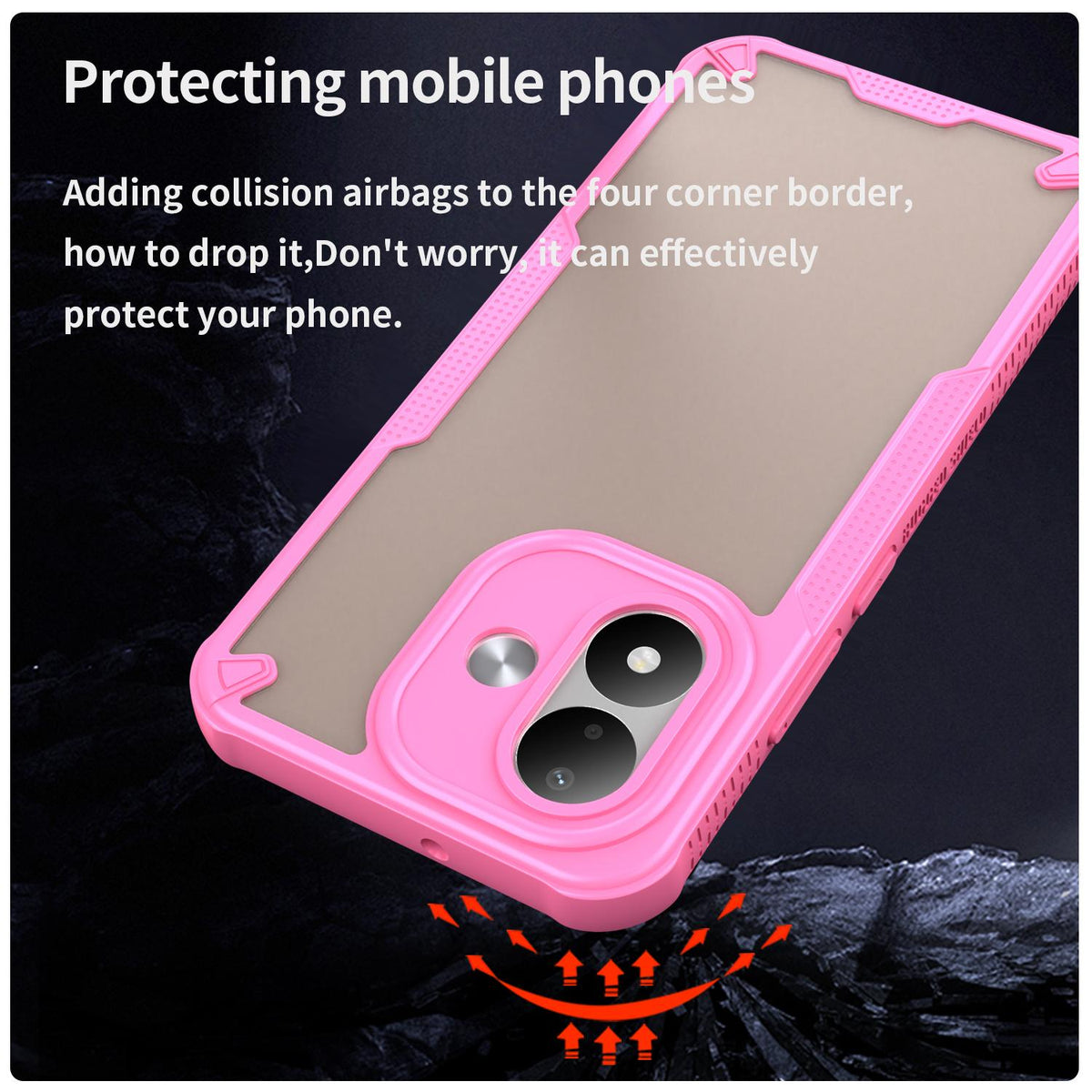 For Redmi Note 17 4G Global 169.7mm Armor Glaze PC Hybrid TPU Phone Case - Pink - EDA007446907A