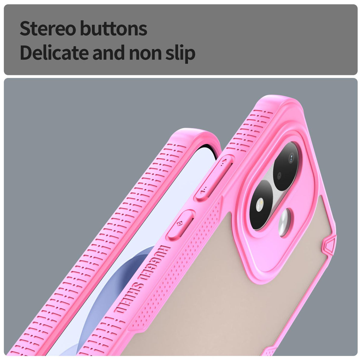 For Redmi Note 17 4G Global 169.7mm Armor Glaze PC Hybrid TPU Phone Case - Pink - EDA007446907A