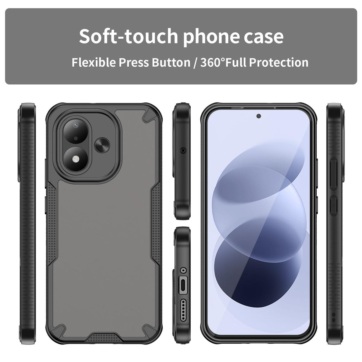 For Redmi Note 17 4G Global 169.7mm Armor Glaze PC Hybrid TPU Phone Case - Black - EDA007446907B