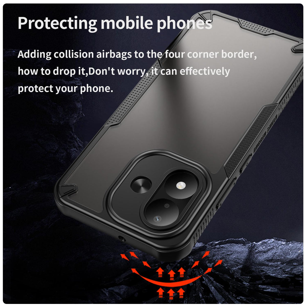 For Redmi Note 17 4G Global 169.7mm Armor Glaze PC Hybrid TPU Phone Case - Black - EDA007446907B