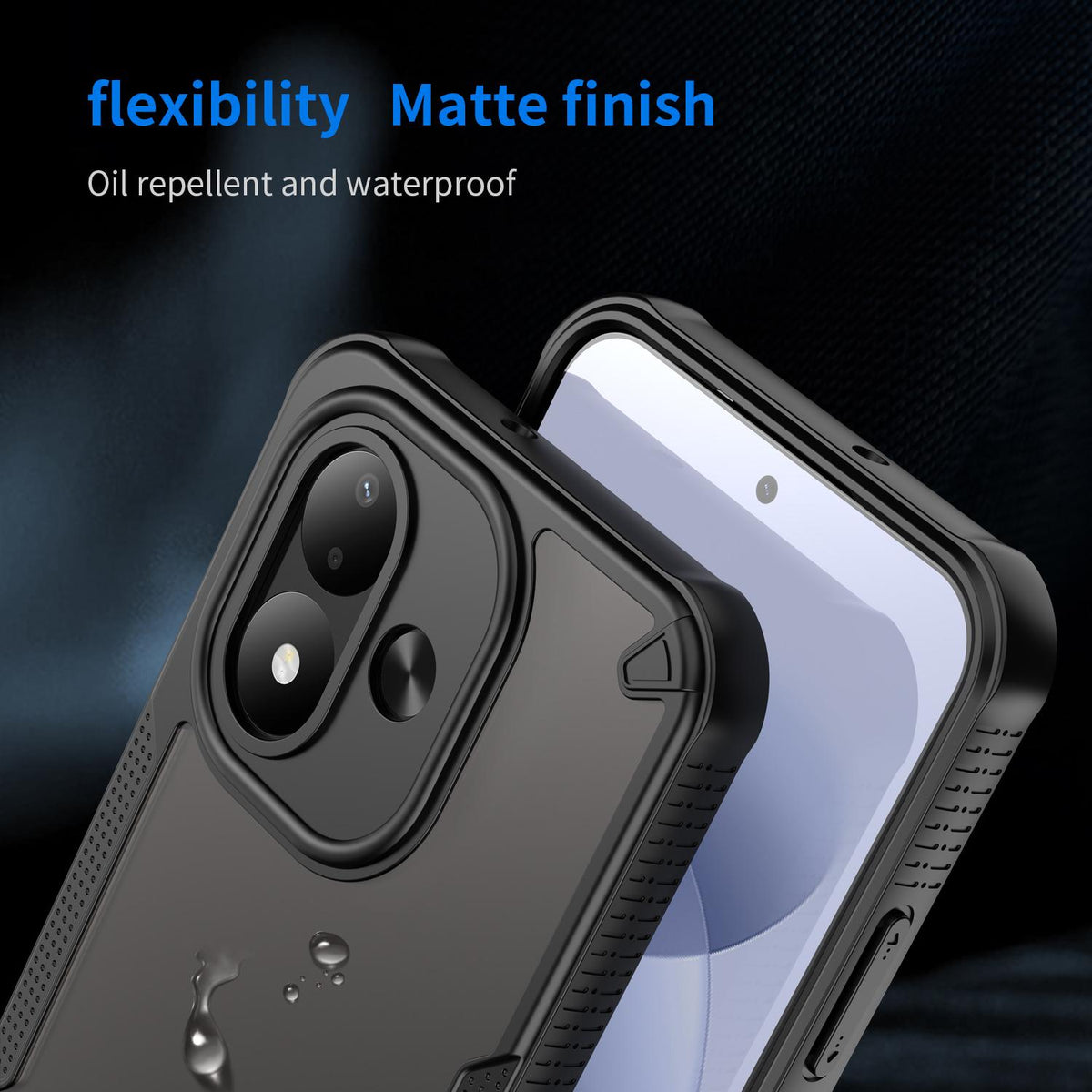 For Redmi Note 17 4G Global 169.7mm Armor Glaze PC Hybrid TPU Phone Case - Black - EDA007446907B