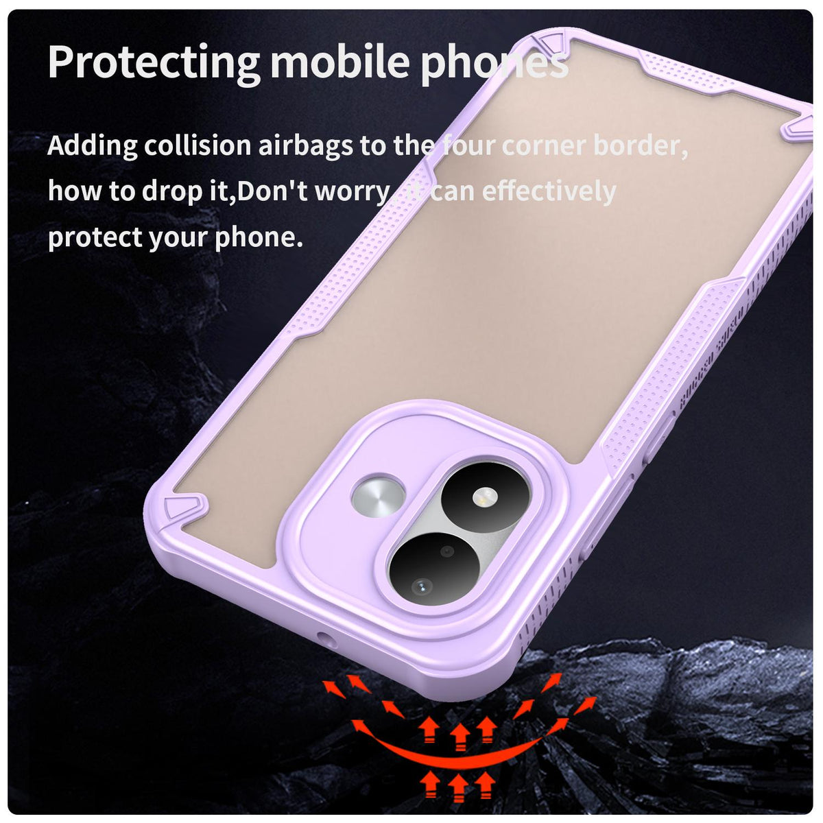 For Redmi Note 17 4G Global 169.7mm Armor Glaze PC Hybrid TPU Phone Case - Purple - EDA007446907E