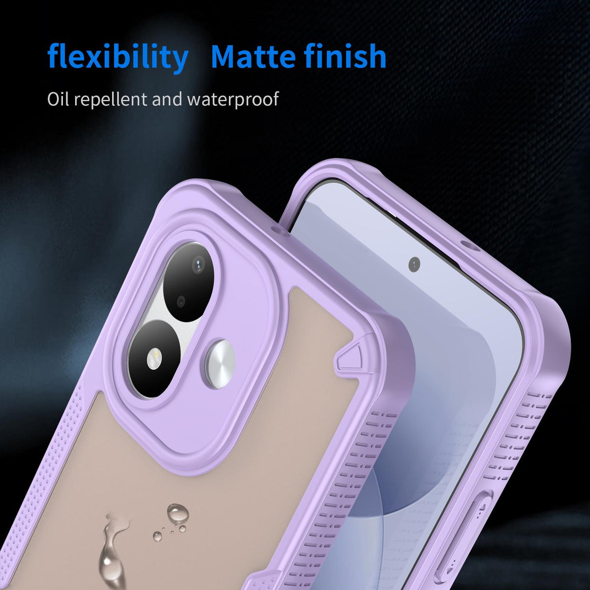 For Redmi Note 17 4G Global 169.7mm Armor Glaze PC Hybrid TPU Phone Case - Purple - EDA007446907E