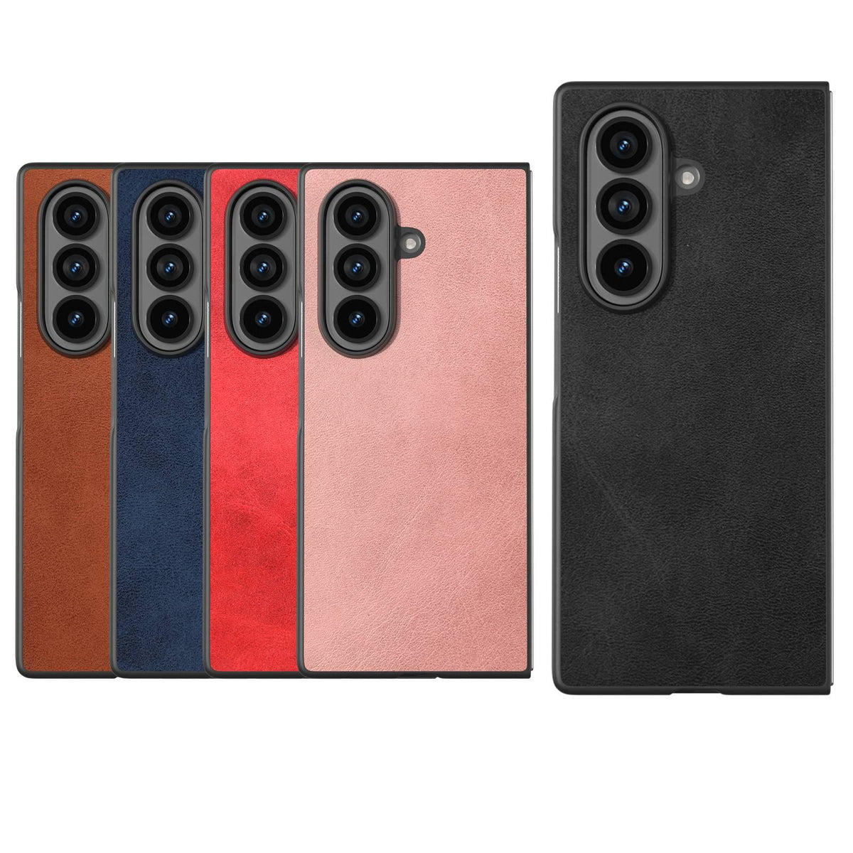 For Galaxy Z Fold8 Ultra 5G Black Edge Two-color Calf Texture PU Phone Case - Blue - EDA007448903C
