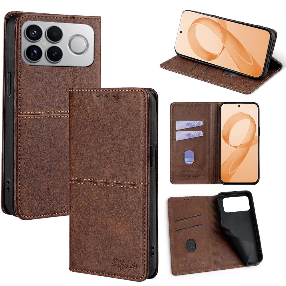 For Redmi K90 Pro Max 5G / Poco F8 Ultra Cow Texture Magnetic Leather Phone Case(Dark Brown)