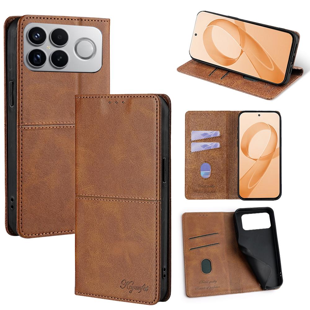 For Redmi K90 Pro Max 5G / Poco F8 Ultra Cow Texture Magnetic Leather Phone Case(Light Brown)