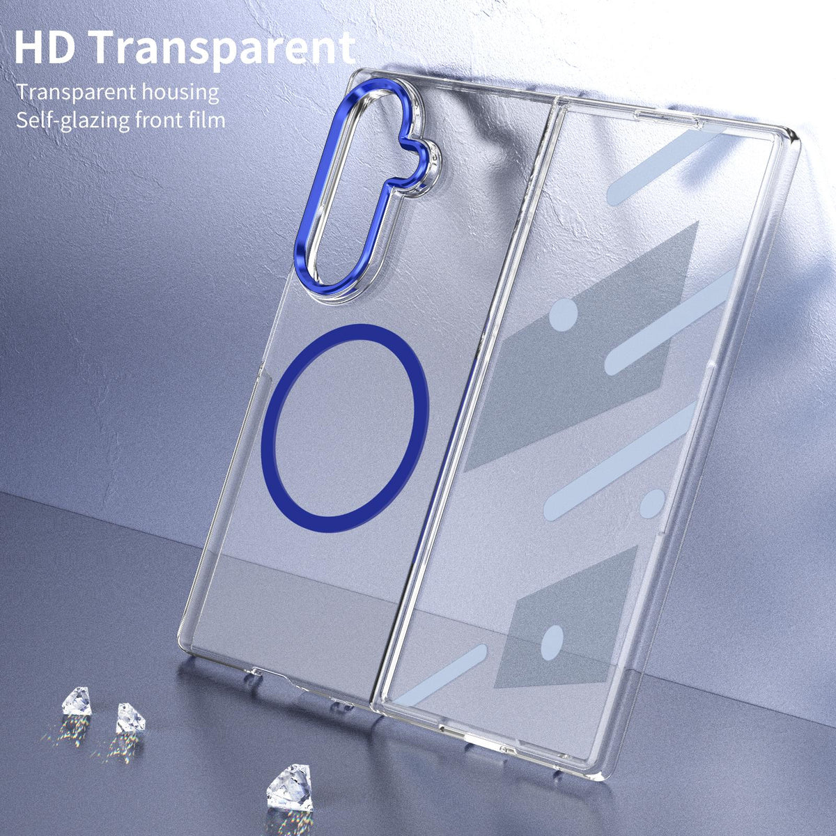 For Galaxy Z Fold8 Ultra 5G lce Folding Series MagSafe Integrated Clear PC Phone Case - Royal Blue - EDA007451812A