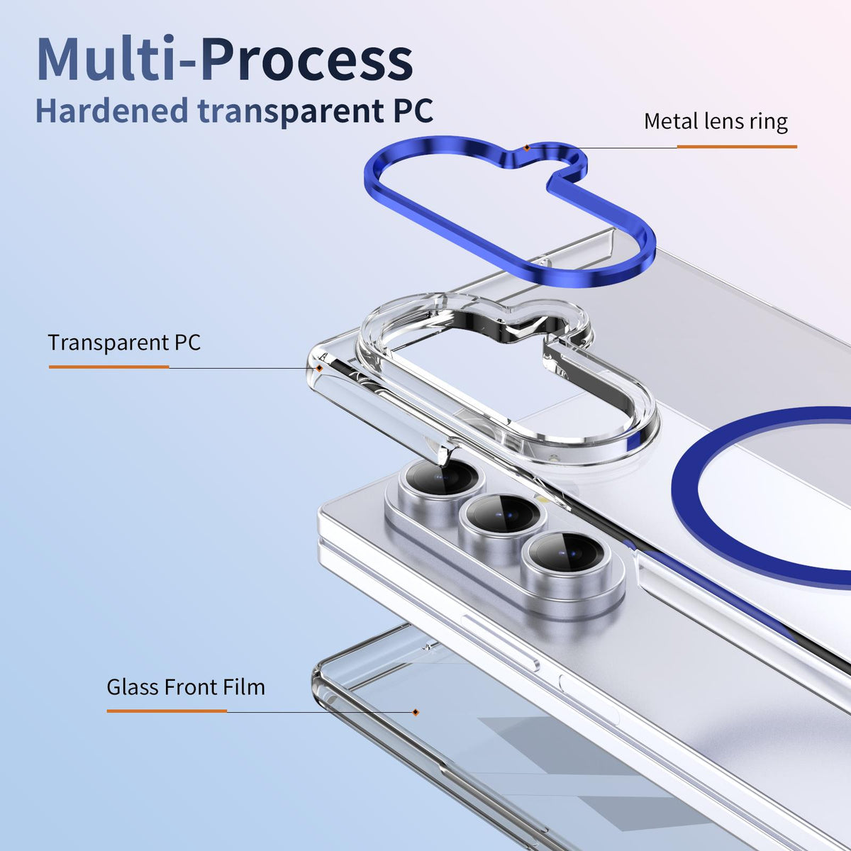 For Galaxy Z Fold8 Ultra 5G lce Folding Series MagSafe Integrated Clear PC Phone Case - Royal Blue - EDA007451812A