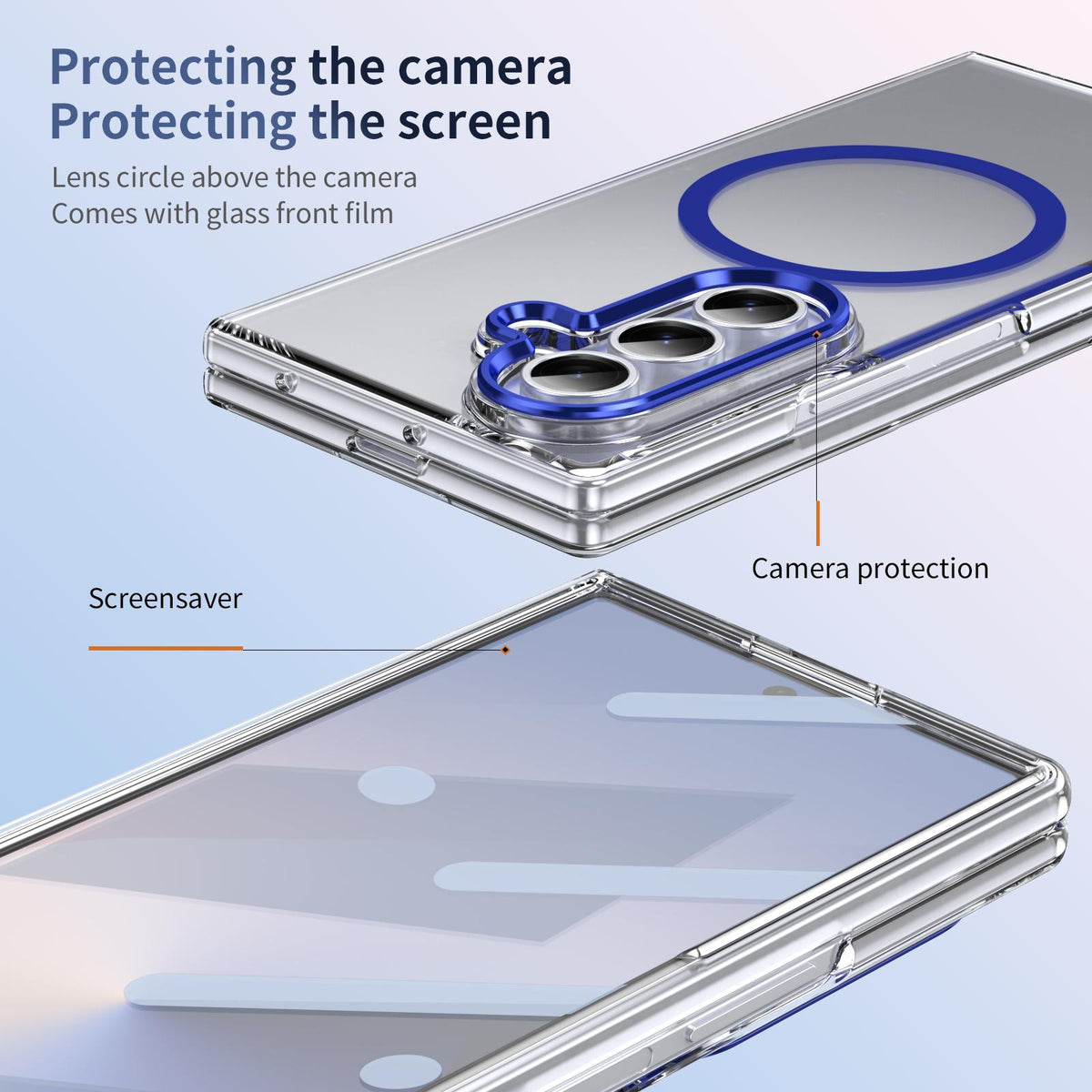 For Galaxy Z Fold8 Ultra 5G lce Folding Series MagSafe Integrated Clear PC Phone Case - Royal Blue - EDA007451812A