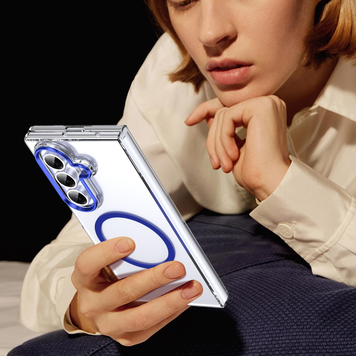 For Galaxy Z Fold8 Ultra 5G lce Folding Series MagSafe Integrated Clear PC Phone Case - Royal Blue - EDA007451812A