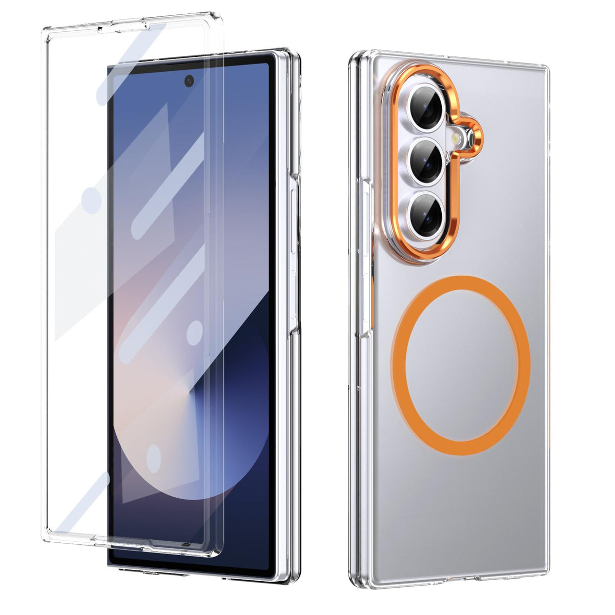 For Galaxy Z Fold8 Ultra 5G lce Folding Series MagSafe Integrated Clear PC Phone Case - Orange - EDA007451812B