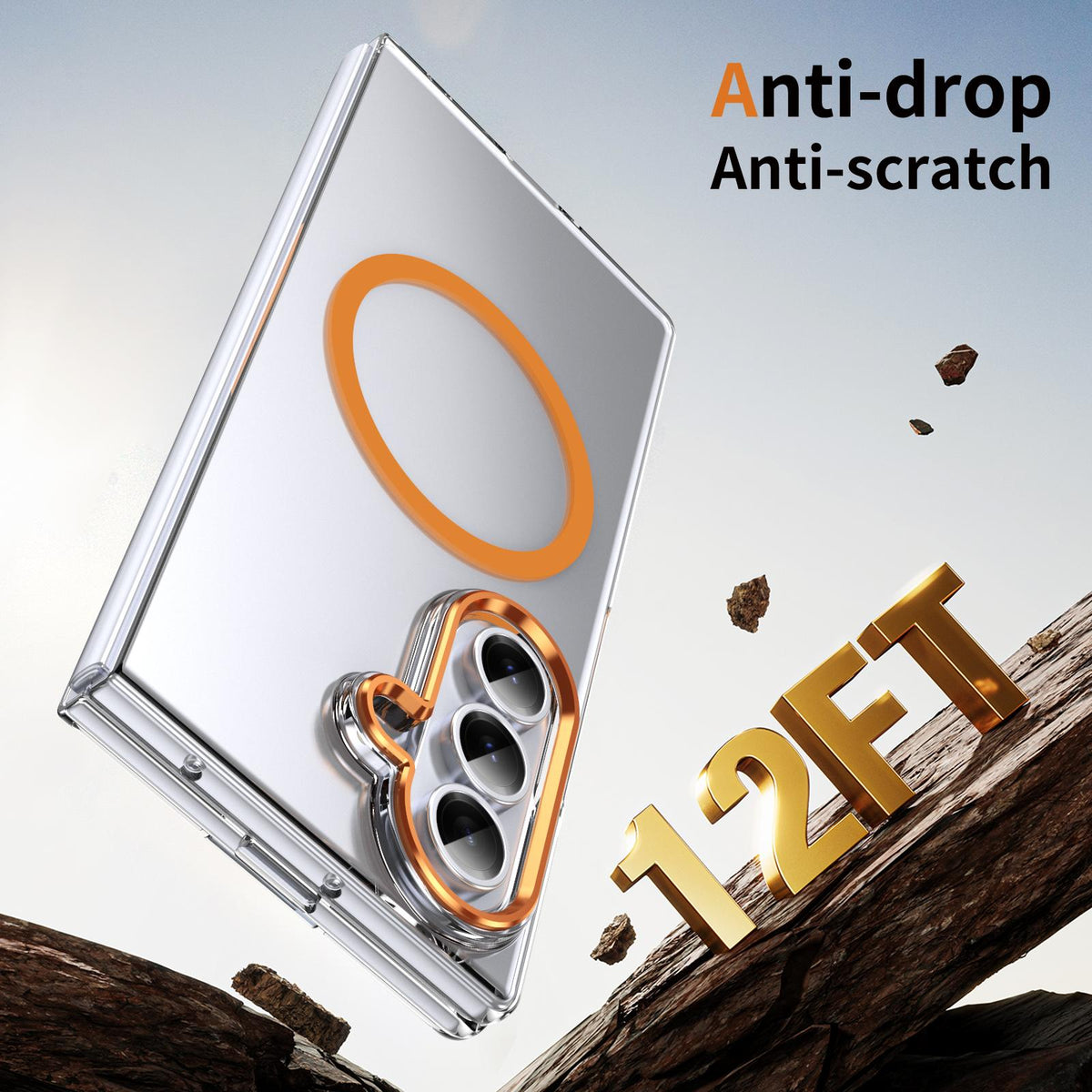 For Galaxy Z Fold8 Ultra 5G lce Folding Series MagSafe Integrated Clear PC Phone Case - Orange - EDA007451812B