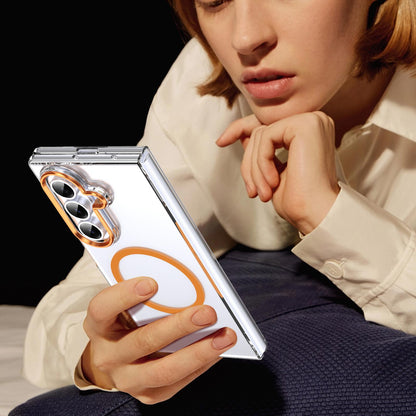 For Galaxy Z Fold8 Ultra 5G lce Folding Series MagSafe Integrated Clear PC Phone Case - Orange - EDA007451812B