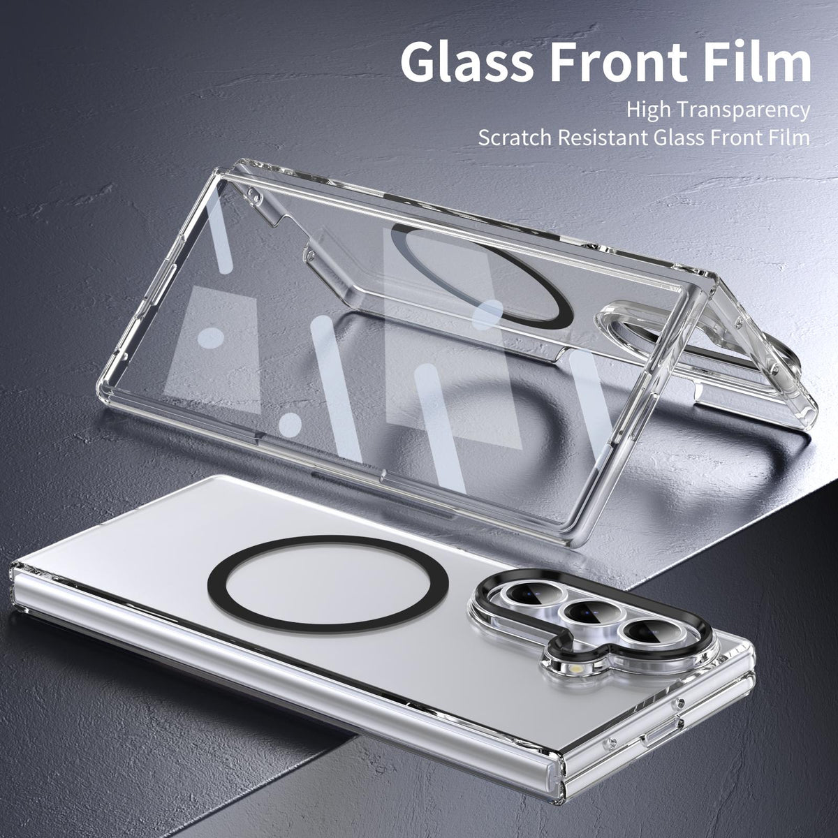 For Galaxy Z Fold8 Ultra 5G lce Folding Series MagSafe Integrated Clear PC Phone Case - Black - EDA007451812C